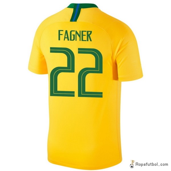 Camiseta Brasil Replica Primera Ropa Fagner 2018 Amarillo